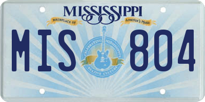 MS license plate MIS804
