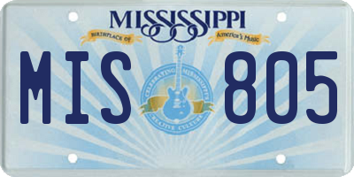 MS license plate MIS805