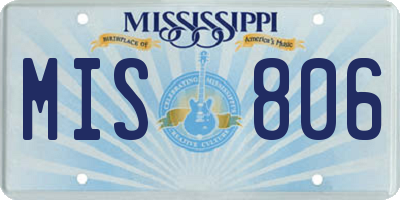 MS license plate MIS806