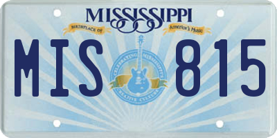 MS license plate MIS815