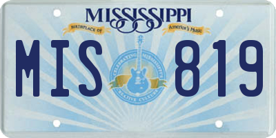 MS license plate MIS819