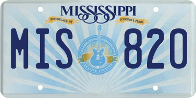MS license plate MIS820