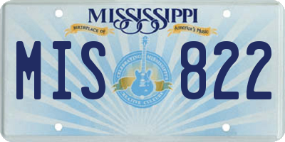 MS license plate MIS822
