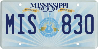 MS license plate MIS830
