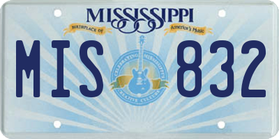 MS license plate MIS832