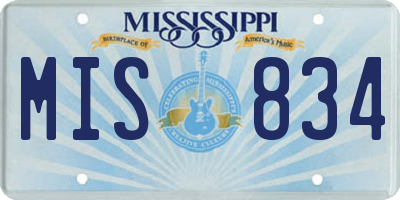 MS license plate MIS834