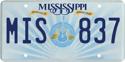 MS license plate MIS837