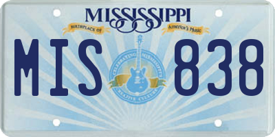 MS license plate MIS838