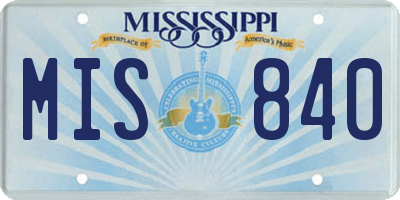 MS license plate MIS840