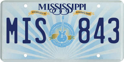 MS license plate MIS843