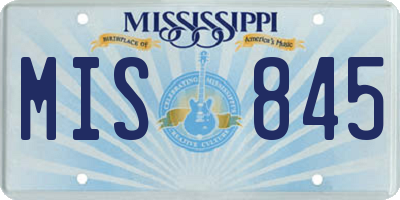 MS license plate MIS845