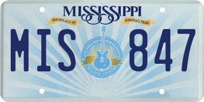 MS license plate MIS847