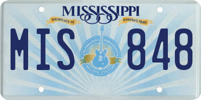MS license plate MIS848