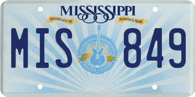 MS license plate MIS849