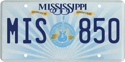 MS license plate MIS850