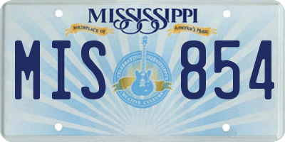 MS license plate MIS854