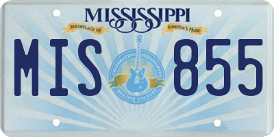 MS license plate MIS855