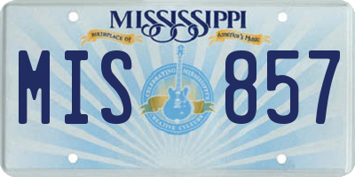 MS license plate MIS857