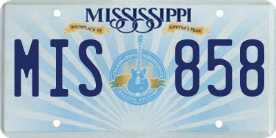 MS license plate MIS858