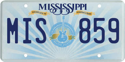 MS license plate MIS859