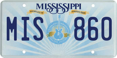 MS license plate MIS860