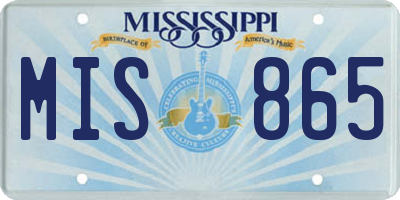 MS license plate MIS865