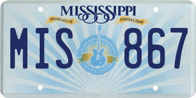 MS license plate MIS867