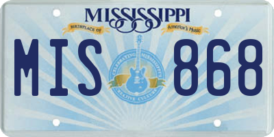 MS license plate MIS868