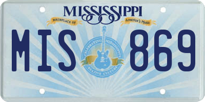 MS license plate MIS869
