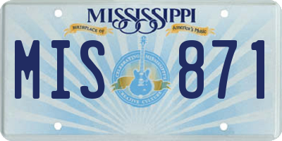 MS license plate MIS871