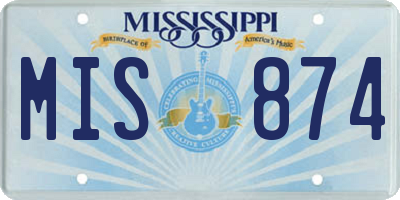 MS license plate MIS874