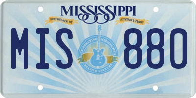 MS license plate MIS880