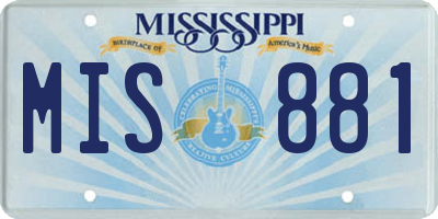 MS license plate MIS881