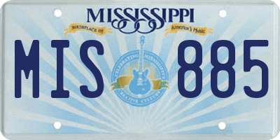 MS license plate MIS885
