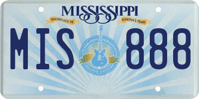 MS license plate MIS888