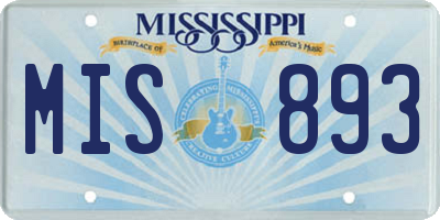 MS license plate MIS893