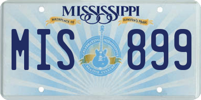 MS license plate MIS899