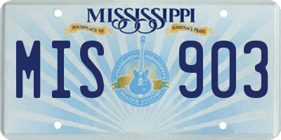 MS license plate MIS903