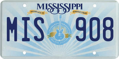 MS license plate MIS908