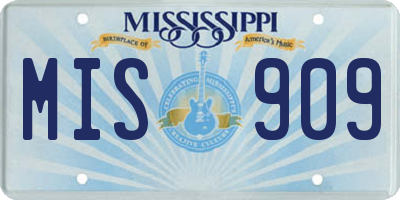 MS license plate MIS909