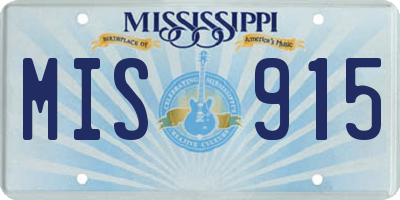 MS license plate MIS915