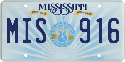 MS license plate MIS916
