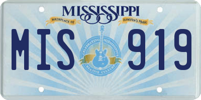 MS license plate MIS919