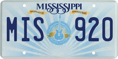 MS license plate MIS920