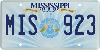 MS license plate MIS923