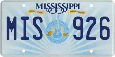 MS license plate MIS926