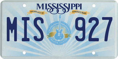 MS license plate MIS927