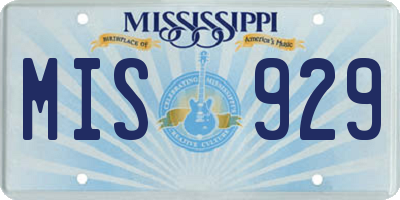 MS license plate MIS929