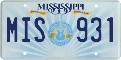 MS license plate MIS931