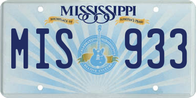 MS license plate MIS933